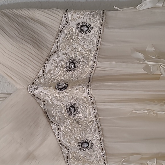 Sue Wong Nocturne Silk Dress Elegant Cream Floral Dress Wedding Party Size 10 - Picture 3 of 15